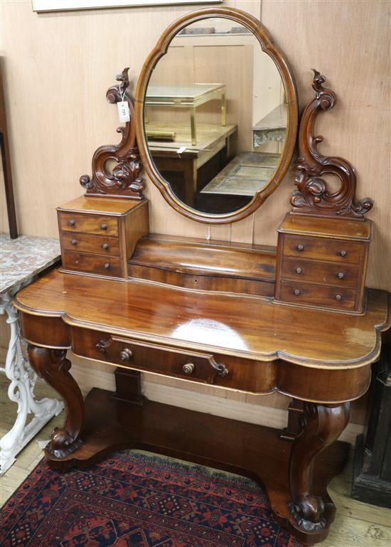 A Victorian mahogany dressing table W.125cm
